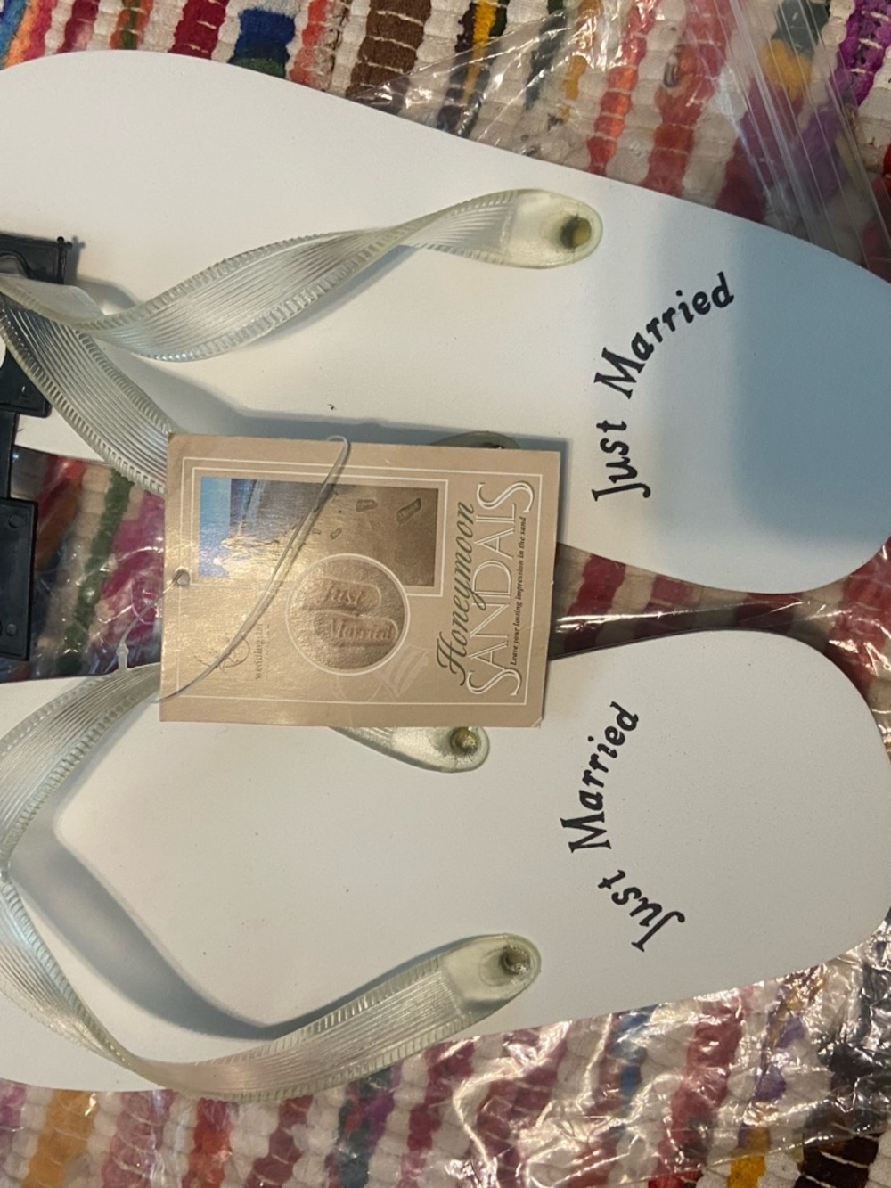 Just Married White Bridal Flip Flops